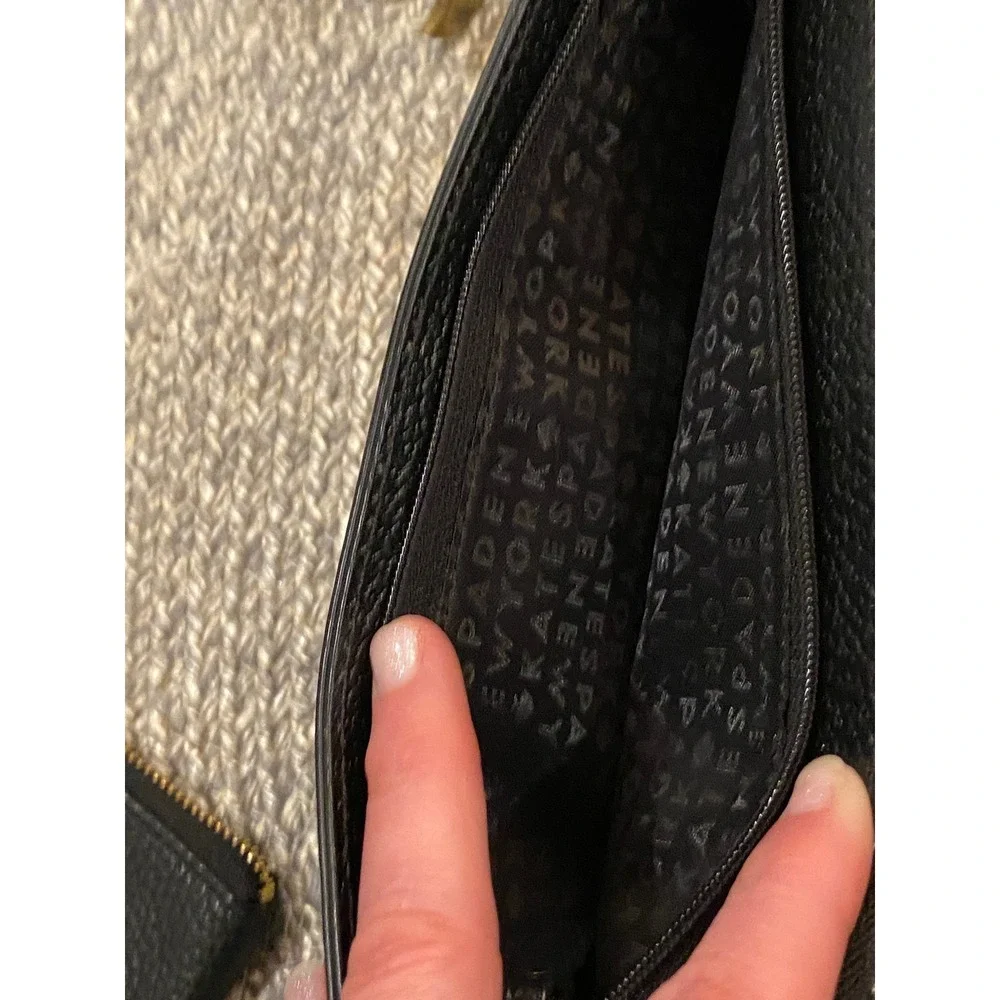 Kate Spade New York Black Pebbled Leather Zip Around Wallet Wristlet